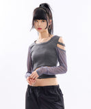 Storm cut out mesh hooded crop T-shirt