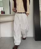 Onen One-Tuck Cotton Wide Slacks