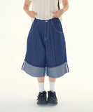 Non fade rolled raw bermuda pants