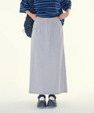 Mellow ribbanding sweat long skirt