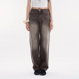 Latte washed regular denim pants