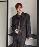 Bonnen Stripe Hidden Button Blazer