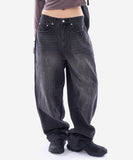 Answer wrinkle washed wide denim pants