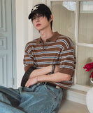 Bern Striped Collared Short Sleeve Knit