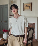 Icy Henley Neck Short Sleeve Knit