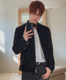 Ento Leather Knit Color Matching Rider Jacket