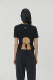 (W) CUT BACK CROP SHORT KNIT