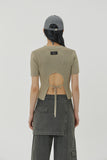 (W) CUT BACK CROP SHORT KNIT
