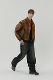 CRACK BRUSH WIDE DENIM PANTS BROWN