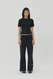 (W) CUT BACK CROP SHORT KNIT