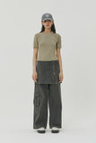 (W) CUT BACK CROP SHORT KNIT