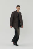 CRACK BRUSH WIDE DENIM PANTS BROWN