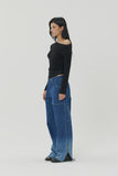 (W) STRIPE GRADATION WIDE DENIM PANTS