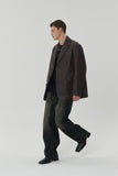 CRACK BRUSH WIDE DENIM PANTS BROWN