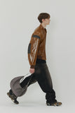 CRACK BRUSH WIDE DENIM PANTS BROWN