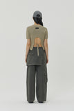 (W) CUT BACK CROP SHORT KNIT