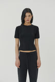 (W) CUT BACK CROP SHORT KNIT
