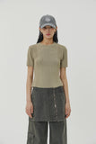 (W) CUT BACK CROP SHORT KNIT