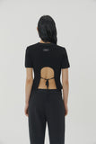 (W) CUT BACK CROP SHORT KNIT