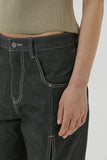 (W) SLIT DETAIL DENIM PANTS