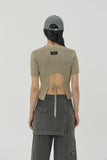(W) CUT BACK CROP SHORT KNIT