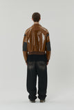 CRACK BRUSH WIDE DENIM PANTS BROWN