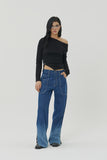 (W) STRIPE GRADATION WIDE DENIM PANTS