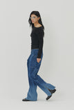 (W) STRIPE GRADATION WIDE DENIM PANTS