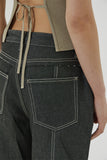 (W) SLIT DETAIL DENIM PANTS