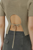 (W) CUT BACK CROP SHORT KNIT