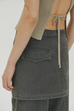 (W) TWO-WAY SKIRT DENIM PANTS