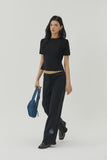 (W) CUT BACK CROP SHORT KNIT