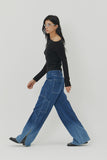 (W) STRIPE GRADATION WIDE DENIM PANTS