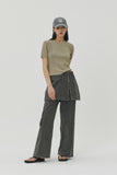 (W) CUT BACK CROP SHORT KNIT