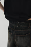 CRACK BRUSH WIDE DENIM PANTS BROWN