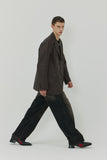 CRACK BRUSH WIDE DENIM PANTS BROWN
