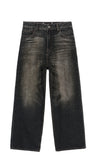 CRACK BRUSH WIDE DENIM PANTS BROWN