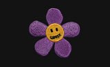 Purple Flower Smile Embroidery White Clip Hoodie