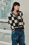 CHECKER BOARD TERRY CARDIGAN