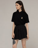 Duck Face Embroidery White Clip Pique Short Sleeve T-shirt