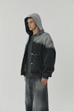 WASHING DENIM SNAP HOOD