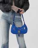 Satin buckle hobo shoulder bag