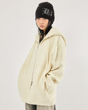 Soft 2-way zip-up heavy knit hood