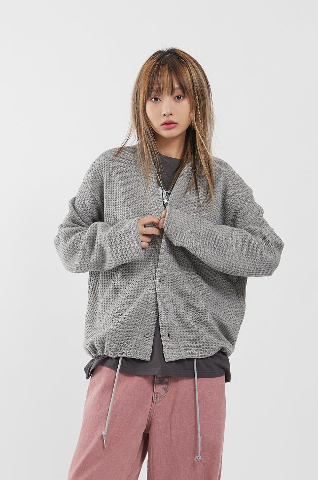 Raucohouse(ラウコハウス) - Loop v-neck button-up knit cardigan