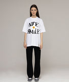 NICE SMILE logo flower short sleeve tee