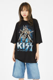 Blue kiss rock printing over t-shirt