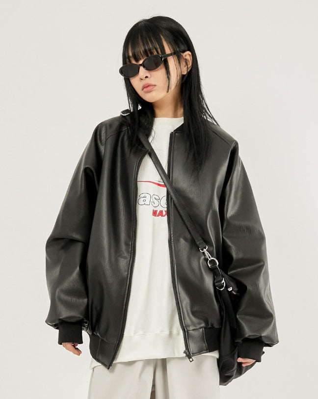 Raucohouse(ラウコハウス) - Distant over leahter zip-up blouson