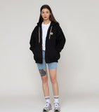 Flower Dot Embroidery White Clip Hooded Jacket