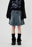 Washed tennis denim skirt