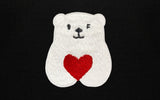 Polar Bear Red Heart Embroidery White Clip Short Padding